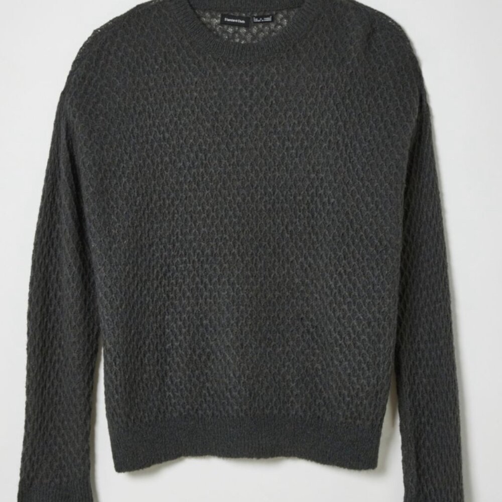 NWOT-Urban Outfitters - Standard Cloth Sheer Crew Neck Sweater Men Sz M Dk Gray
